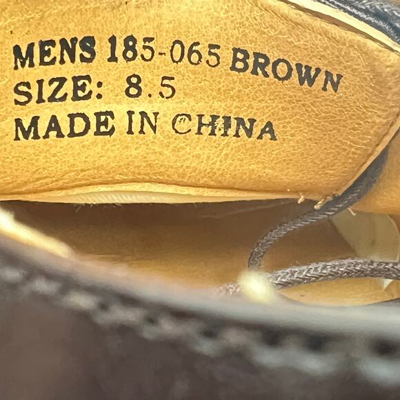 Bolano 185-065 Brown Striped Satin Upper Square Toe Derby Mens 8.5 Dress Shoes - Picture 8 of 9